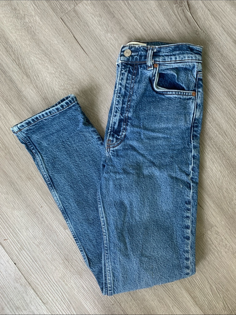 Reformation Women’s Liza Ultra High Rose Straight Dark Blue Straight Jeans 25